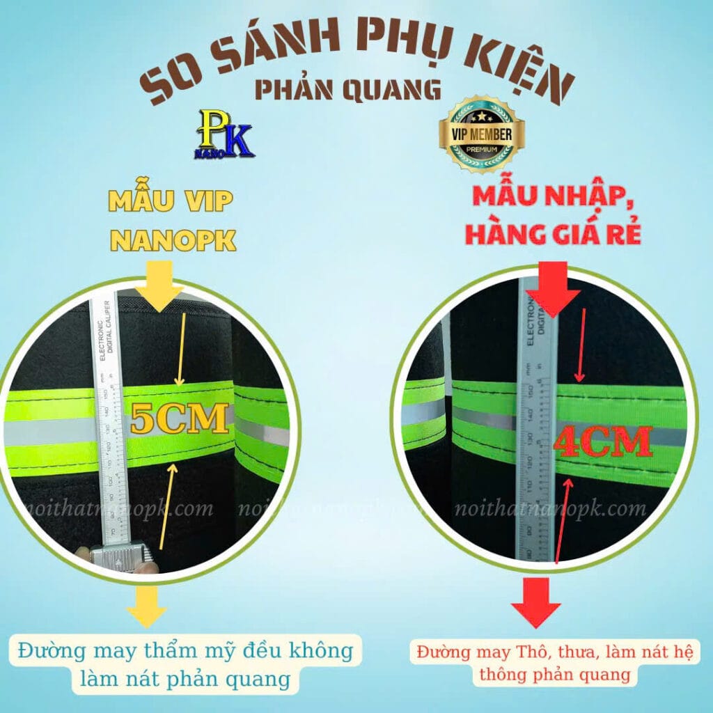 So sánh về hệ thống phản quang và đường chỉ may, chất lượng đường chĩ
