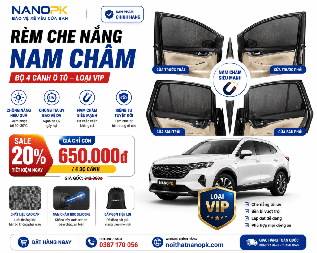 Địa chỉ bán tấm rèm che nắng nam châm ô tô tại Đà Nẵng - Nanopk
